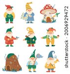 garden gnomes. fairytale dwarf... | Shutterstock .eps vector #2006929472