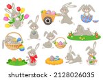 Cartoon Easter Bunnies With...