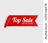 red  paper banner for top sale. ... | Shutterstock .eps vector #1050146078