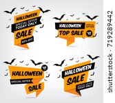 a set of halloween sale banners.... | Shutterstock .eps vector #719289442