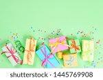 colorful gift boxes  paper... | Shutterstock . vector #1445769908