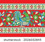 kalamkari swan border  swan out ... | Shutterstock .eps vector #2026032845