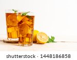 Glass Of Ice Lemon Tea With Mint