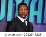 Small photo of London, United Kingdom - February 16, 2023: Jonathan Majors attends the "Ant-Man And The Wasp: Quantumania" UK Gala Screening at BFI IMAX Waterloo in London, England.