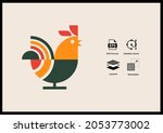 Geometric Rooster Logo Vector...