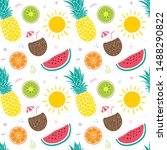 summer fruits seamless pattern... | Shutterstock .eps vector #1488290822
