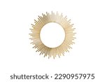 Round shape frame made with golden tubes, sun symbol element, isolated on white background