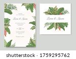 wedding card with greenery... | Shutterstock .eps vector #1759295762