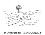 rural landscape with road and... | Shutterstock .eps vector #2140200335