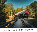 Small photo of Old bridge at Flume Gorge, New Hampshire, USA.