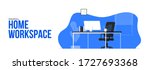 empty workplace  desk chair... | Shutterstock .eps vector #1727693368