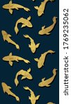 Gold Koi Fish Pattern. Vector
