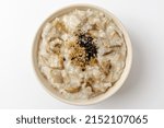 Small photo of abalone porridge on a white background