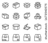 box flat line icon set. carton  ... | Shutterstock .eps vector #1673540575