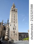 Small photo of Seville, Spain January 2022. Seville's most historic and impressive Cathedral and its unique Giralda Tower.Built on the site of a grand Almohad Mosque.