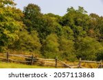 Small photo of Wooden rail fence at Grayson Highlands State Park in Virgina's Highlands near Mount Rogers and White top Mountains. Wild ponies roam the scenic area great for hiking.