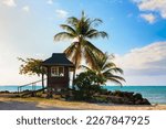 Small photo of Lifeguard hut on Pigeon Piont beach on Tobago island, Trinidad and Tobago, Carribean sea