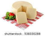 Small photo of Greek traditional hard cheese called 'kefalograviera'.Clipping path