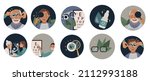 set of round icons on the topic ... | Shutterstock .eps vector #2112993188
