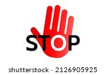 stop hand simple red stop with... | Shutterstock .eps vector #2126905925