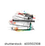 stack of books isolated on... | Shutterstock .eps vector #603502508