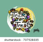trick or treat halloween poster ... | Shutterstock .eps vector #737528335