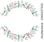 watercolor christmas frame.... | Shutterstock . vector #1563157222