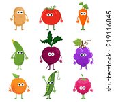 vector set cartoon fruit and... | Shutterstock .eps vector #219116845