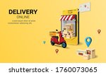 fast package delivery by... | Shutterstock .eps vector #1760073065