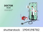 doctor online on mobile app... | Shutterstock .eps vector #1904198782
