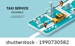 taxi online service on mobile... | Shutterstock .eps vector #1990730582