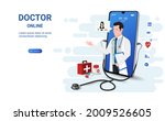 doctor online on smartphone app ... | Shutterstock .eps vector #2009526605