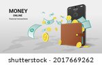 money online on mobile phone... | Shutterstock .eps vector #2017669262