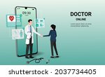 patient meeting doctor online... | Shutterstock .eps vector #2037734405