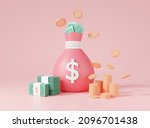 money saving concept.money bag... | Shutterstock . vector #2096701438