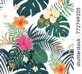 exotic tropical leaves monstera ... | Shutterstock .eps vector #772749205