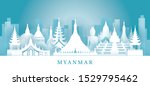 myanmar skyline landmarks in... | Shutterstock .eps vector #1529795462