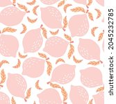 seamless pattern of pink lemons ... | Shutterstock .eps vector #2045232785