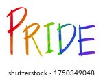 word pride in multicolor on... | Shutterstock . vector #1750349048