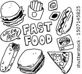 fast foods with sketchy ink in... | Shutterstock .eps vector #1507145825