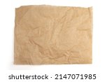 brown baking paper sheet isolated on white background, top view, parchment for baking culinary