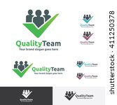 quality team logo with check... | Shutterstock .eps vector #411250378
