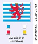 Vector Illustration of Civil Ensign of Luxembourg flag isolated on light blue background. Illustration Civil Ensign of Luxembourg flag with Color Codes. As close as possible to the original. 