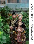 Small photo of Yogyakarta, Indonesia - June 26 2021 : Javanese traditional wedding dress. Javanese custom.