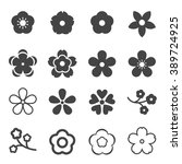 sakura flowers icon set  ... | Shutterstock .eps vector #389724925