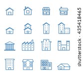 house building line blue icon   ... | Shutterstock .eps vector #435418465