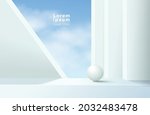 abstract 3d white podium with... | Shutterstock .eps vector #2032483478