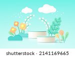 minimal floral concept mock up... | Shutterstock .eps vector #2141169665