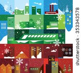flat winter city landscape with ... | Shutterstock .eps vector #353343578