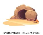  
Vector illustration open cave. Empty tomb of Jesus. Easter.